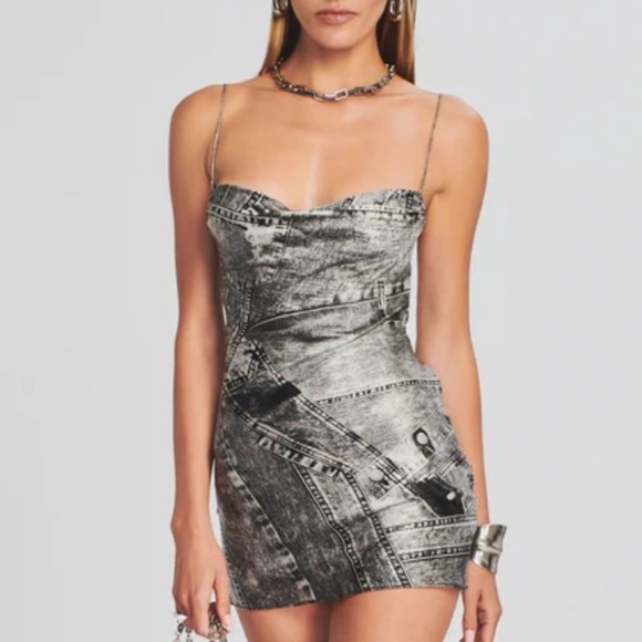 Retrofete Rylynn Dress in Black Acid Denim medium